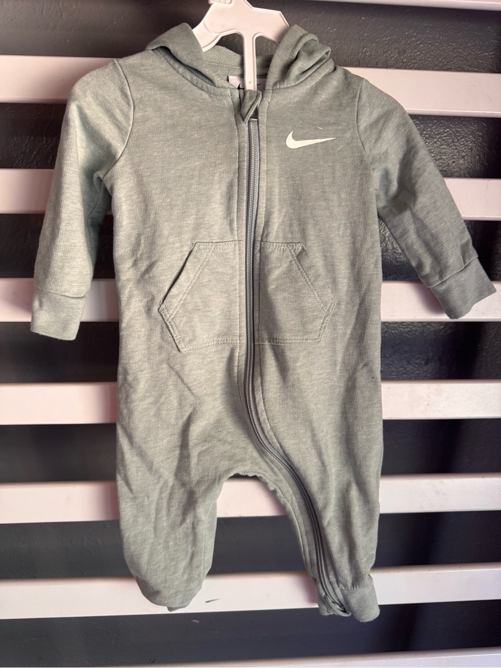 Nike Baby Sage Green Hooded Zip Footie
